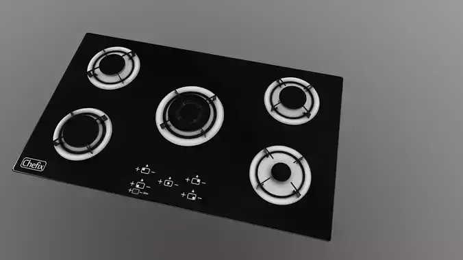 Realistic Cooktop with 4K PBR Textures Low-poly 3D model
