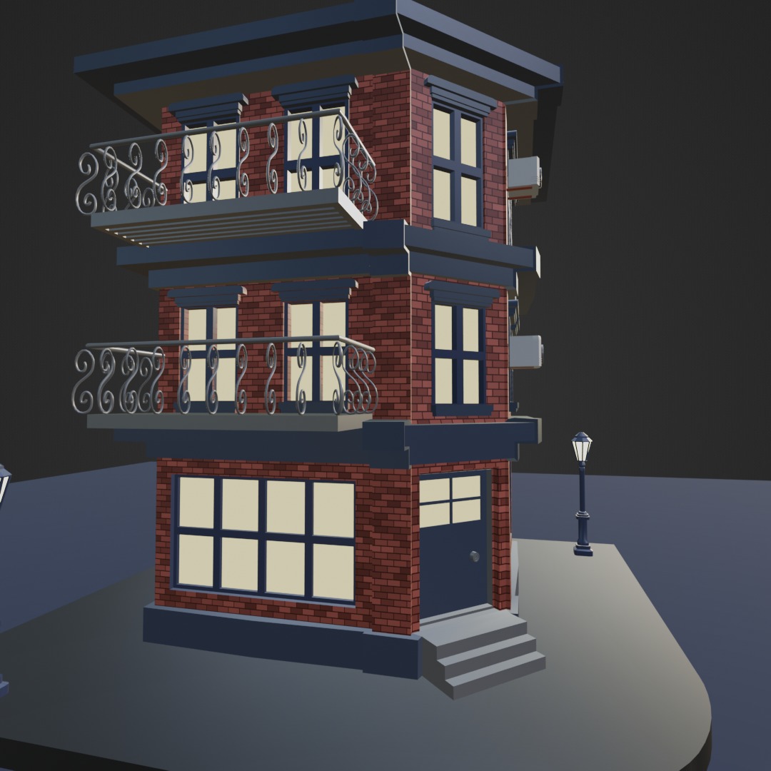 Corner Building Free 3D model_8