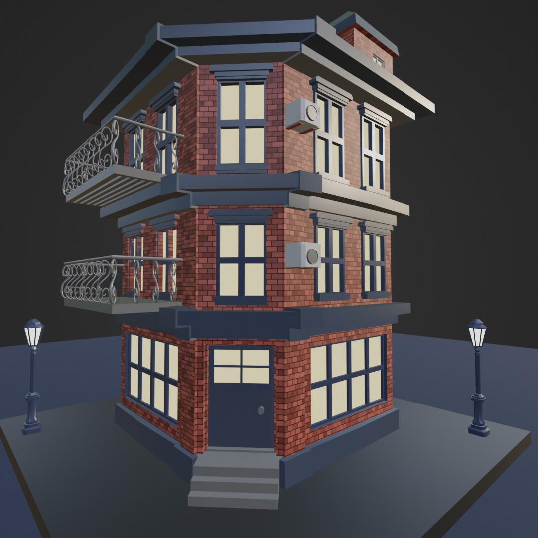 Corner Building Free 3D model_9
