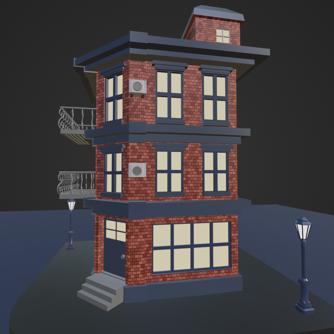 Corner Building Free 3D model_10