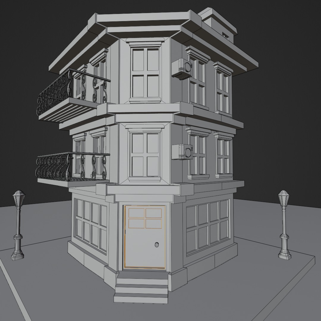 Corner Building Free 3D model_2