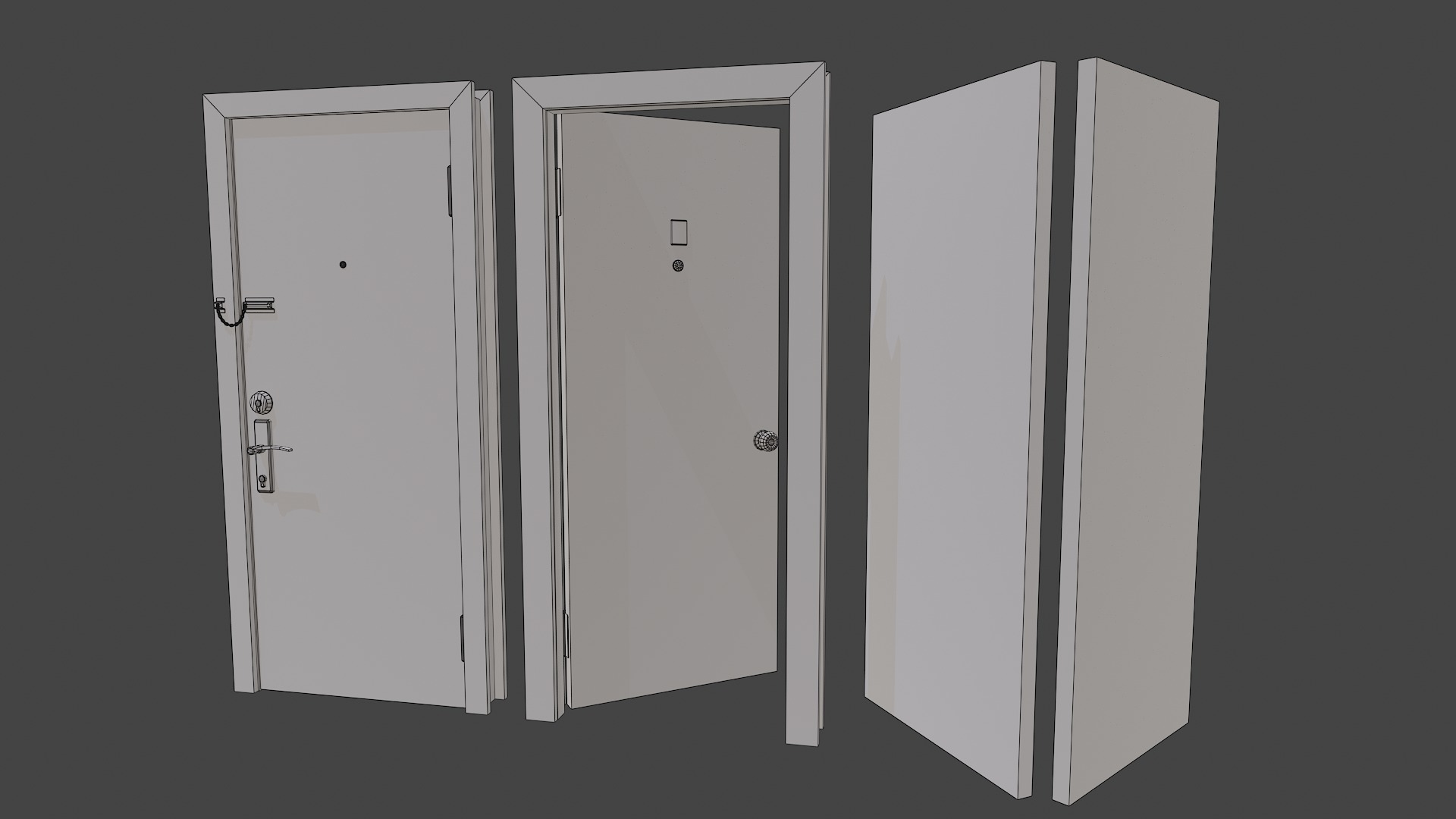Door blue 01 Low-poly 3D model_14