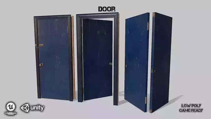 Door blue 01 Low-poly 3D model