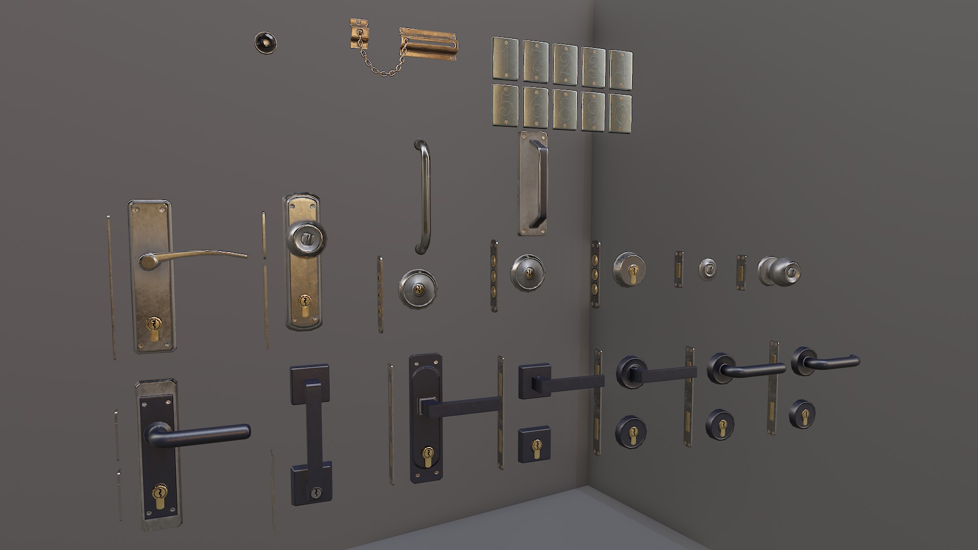 Door blue 01 Low-poly 3D model_13