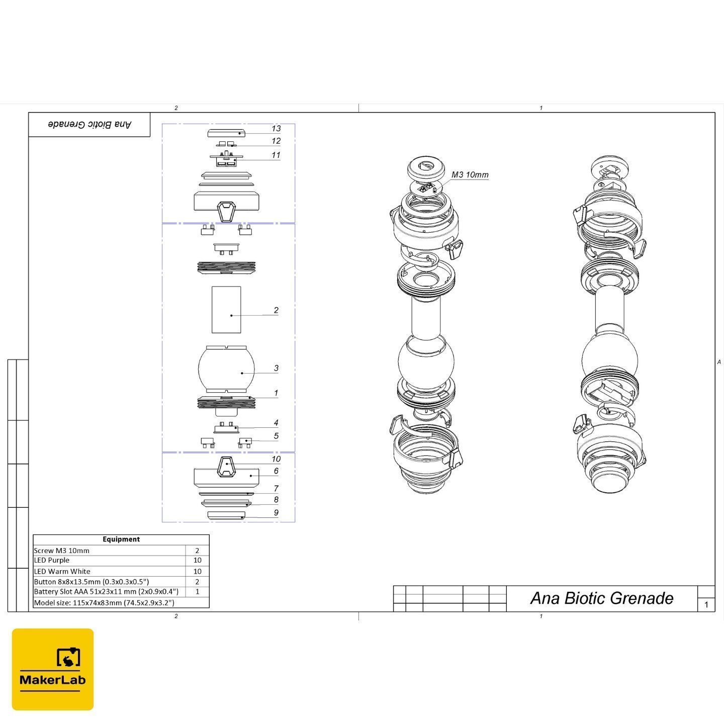 Ana Biotic Grenade - Overwatch - Printable STL- Personal Use 3D print model_12