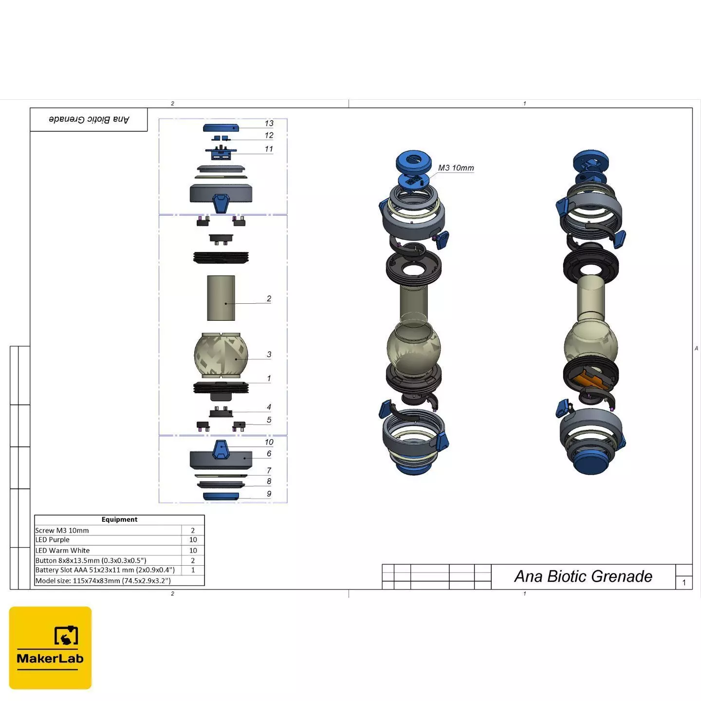Ana Biotic Grenade - Overwatch - STL OBJ CAD - Commercial Use 3D print model_0