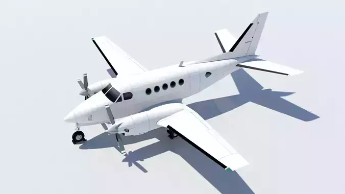 Beech King Air 100 Static  Low-poly 3D model