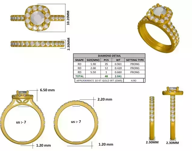 Bridal Diamond Engagement Ring For Women 3D Model