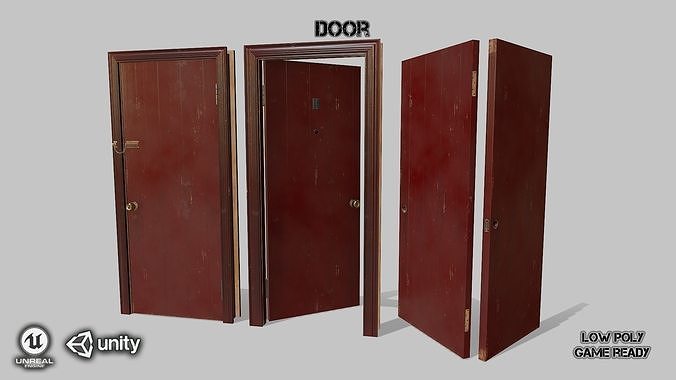 Door red 01 Low-poly 3D model