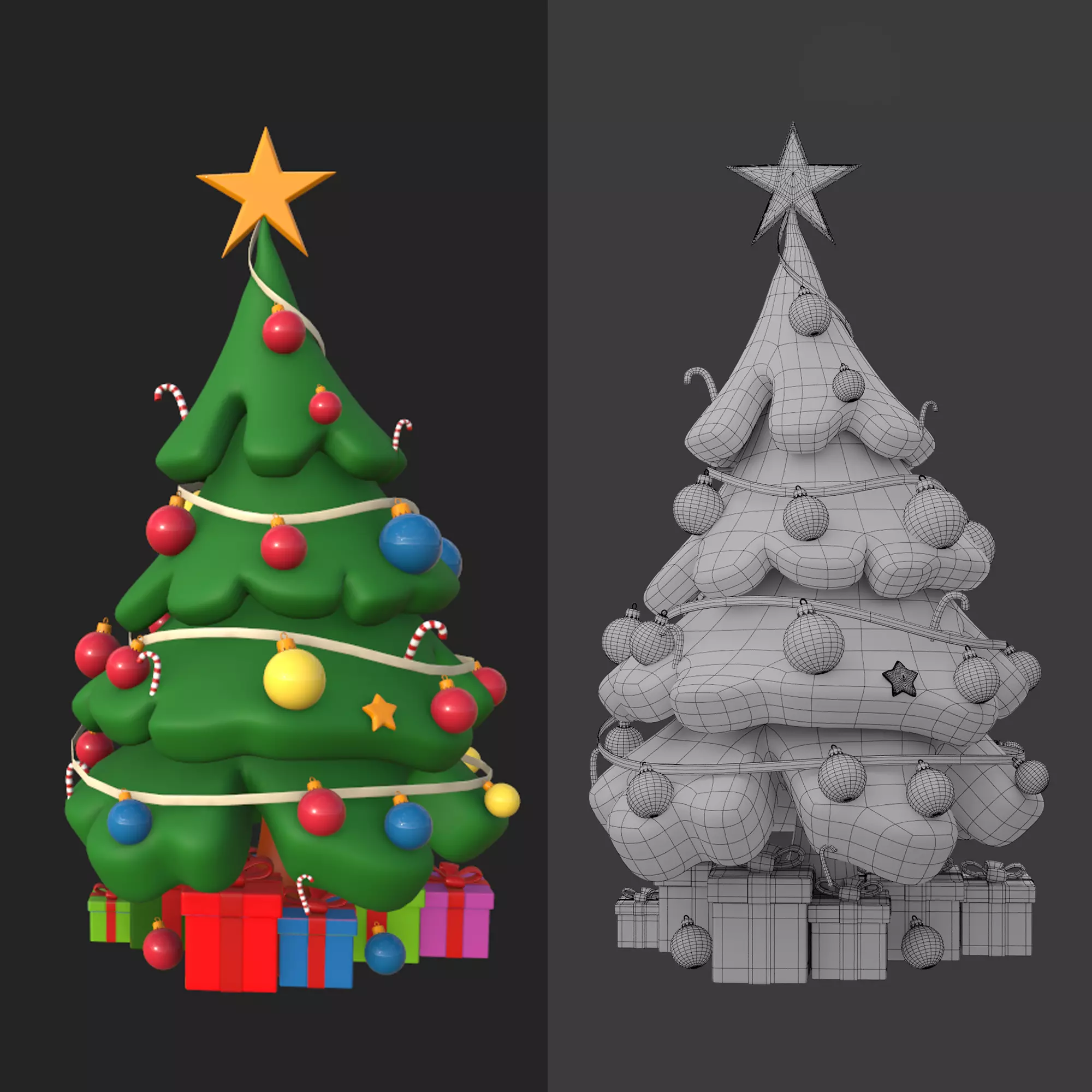 Christmas Tree Cartoon 3D model_0