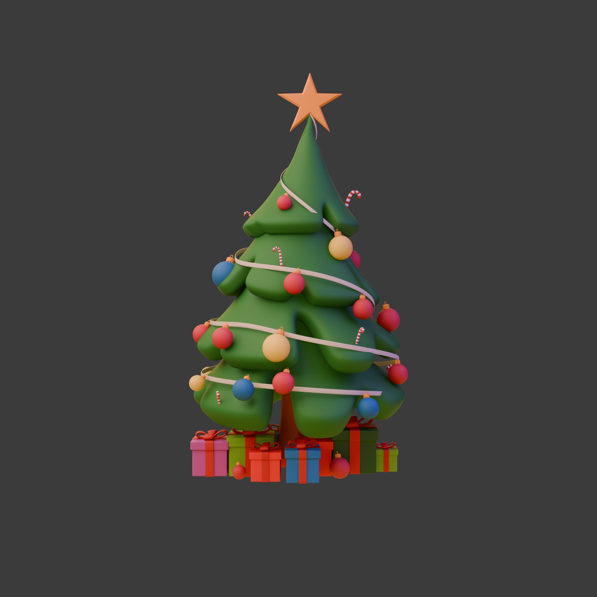 Christmas Tree Cartoon 3D model_1