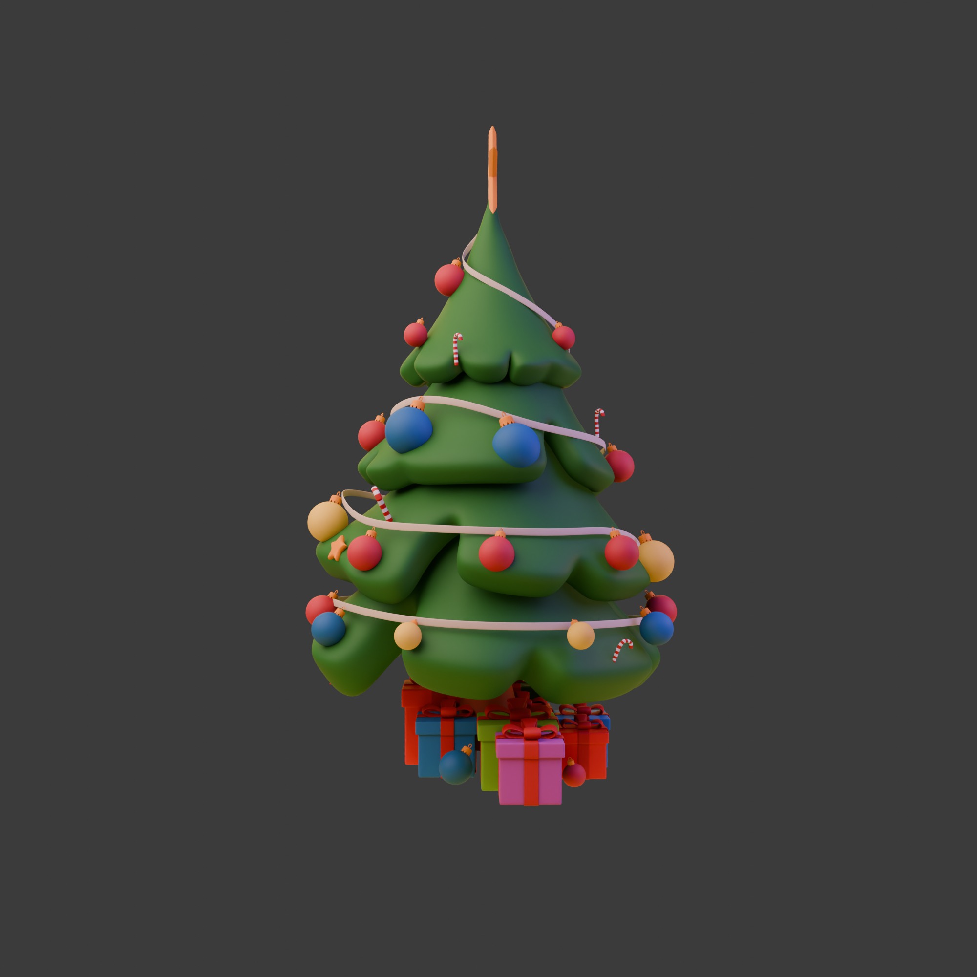 Christmas Tree Cartoon 3D model_4