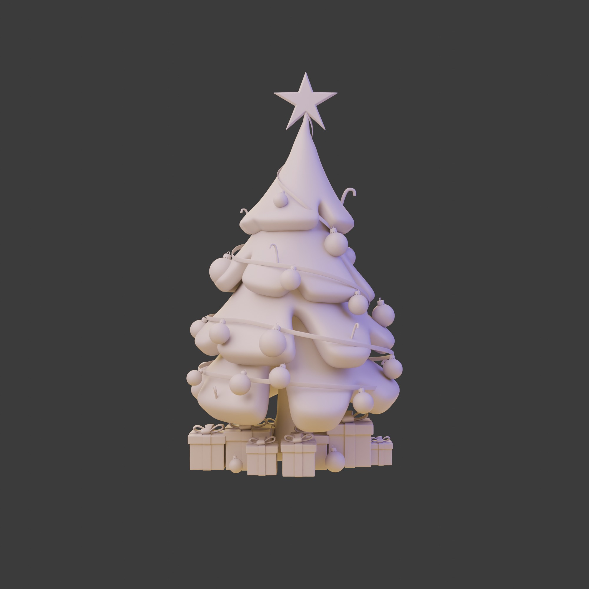 Christmas Tree Cartoon 3D model_9