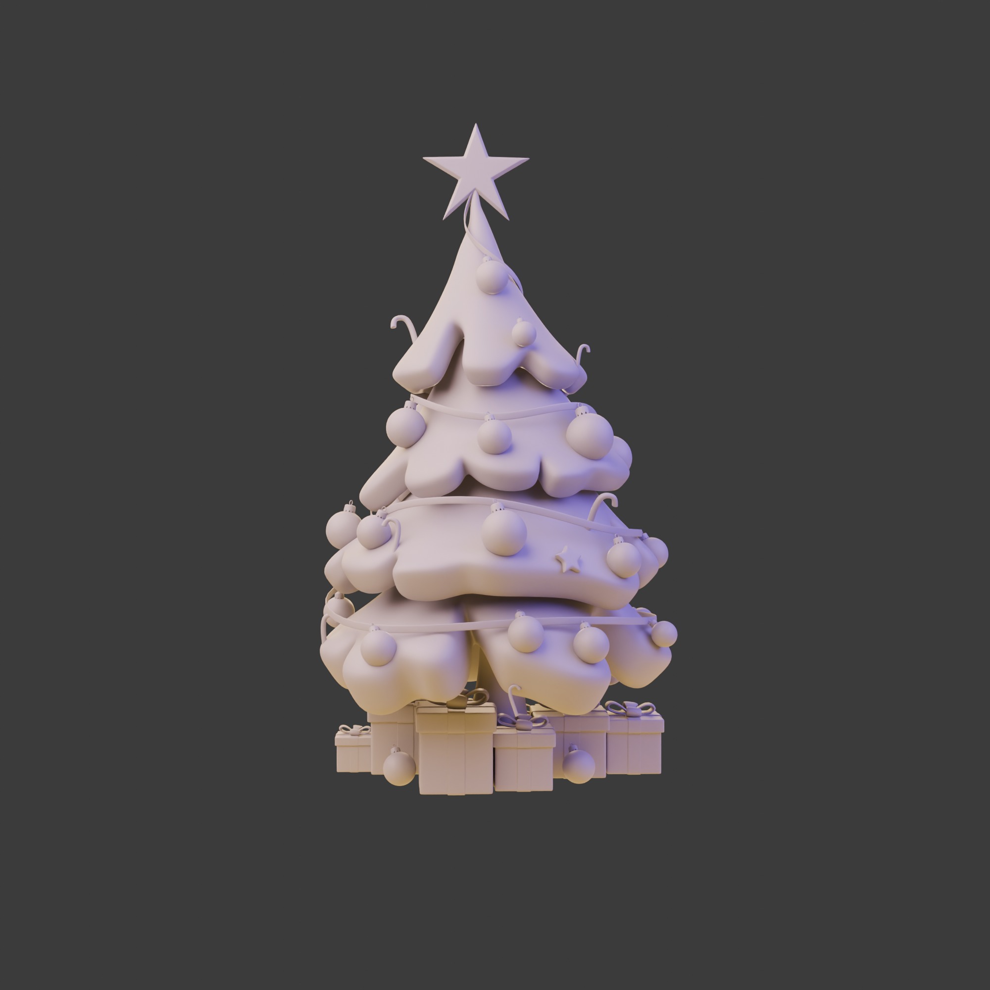 Christmas Tree Cartoon 3D model_11