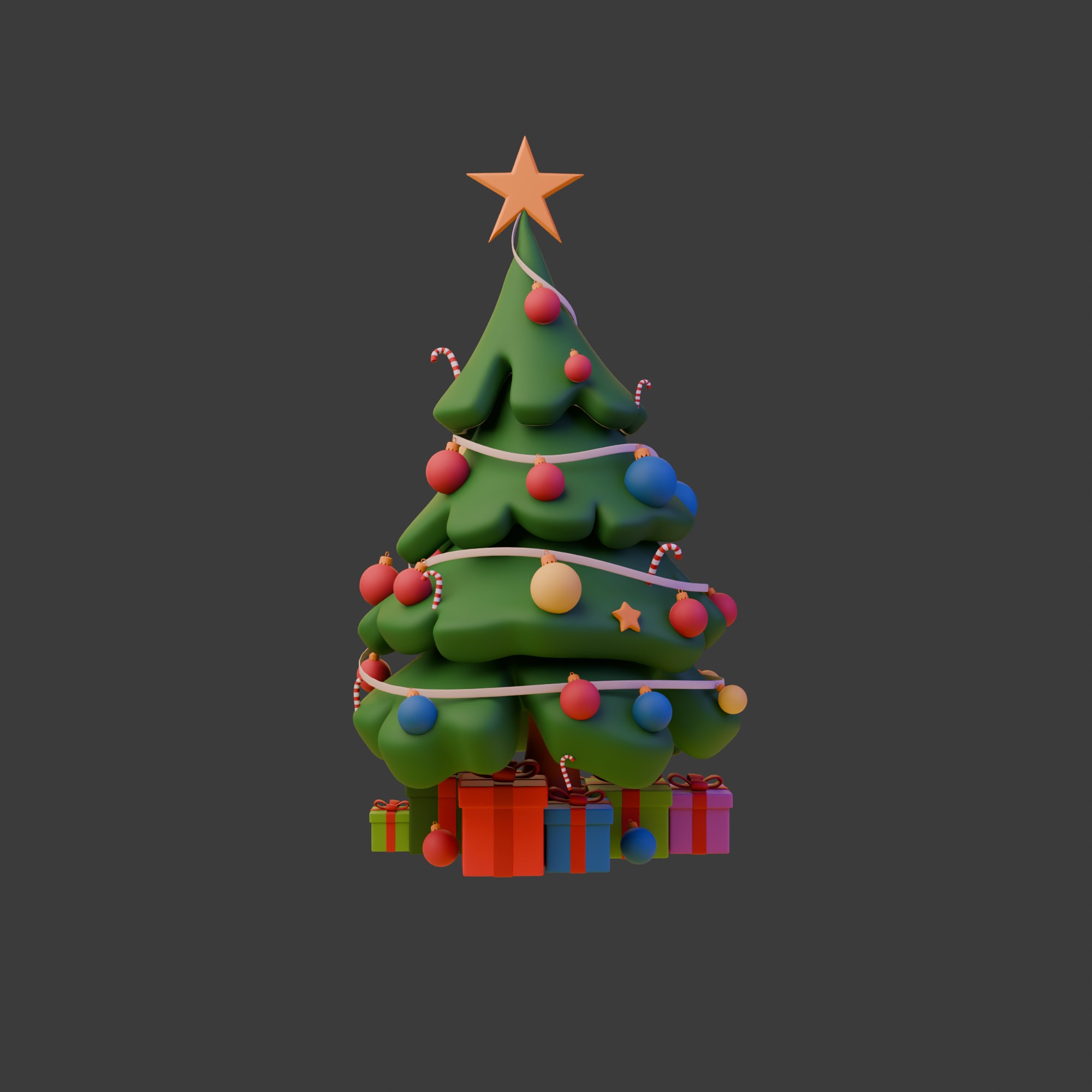 Christmas Tree Cartoon 3D model_3