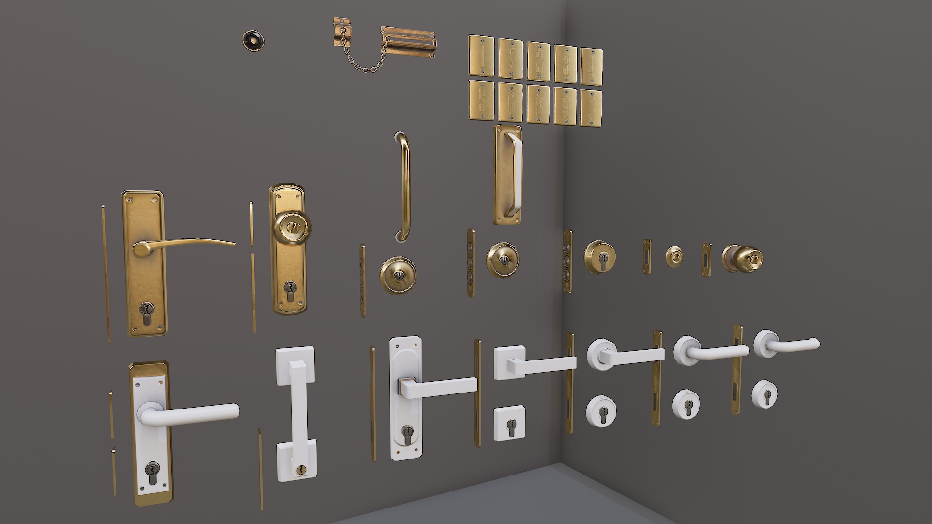 Door red 02 Low-poly 3D model_12