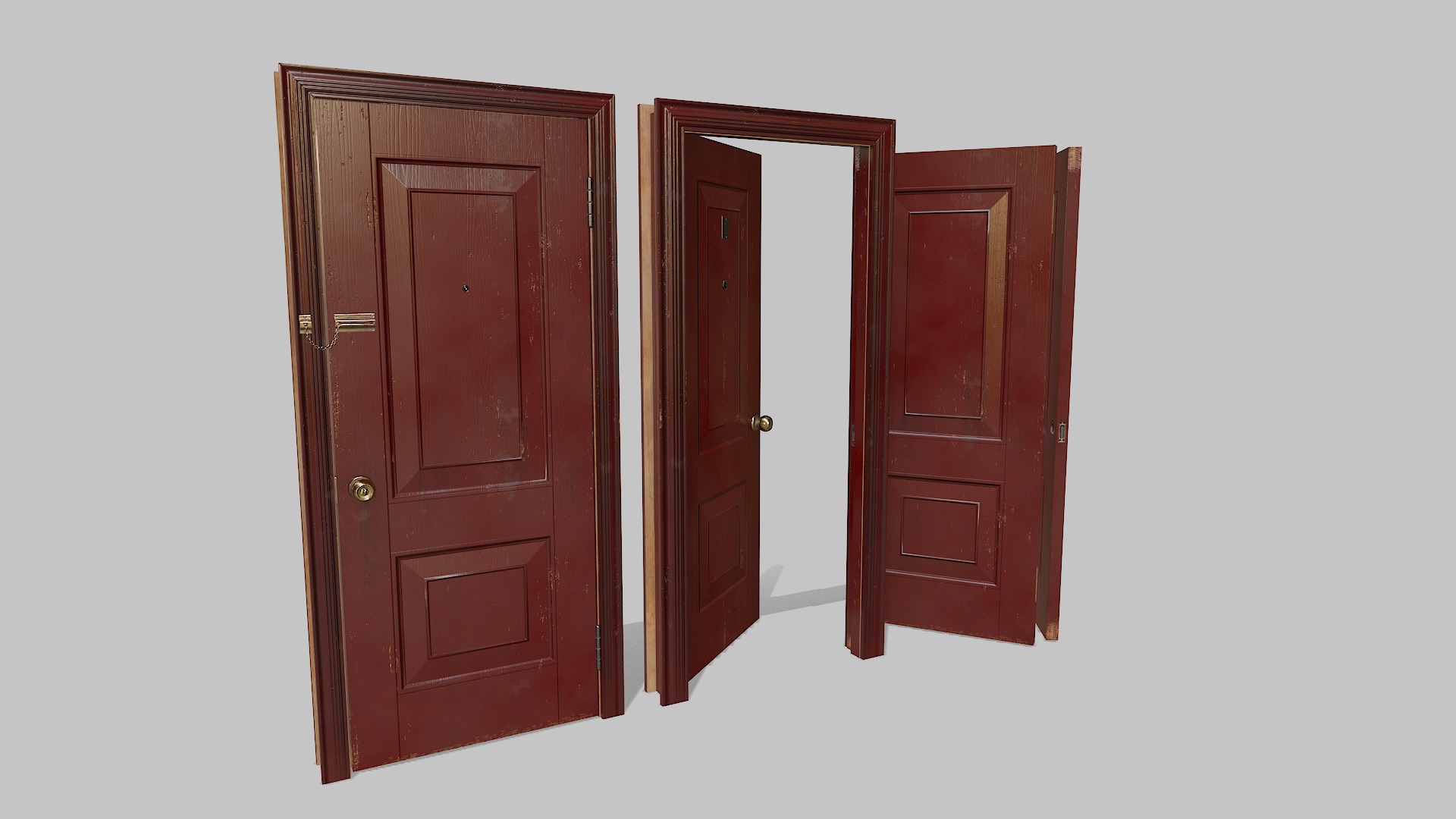 Door red 02 Low-poly 3D model_3