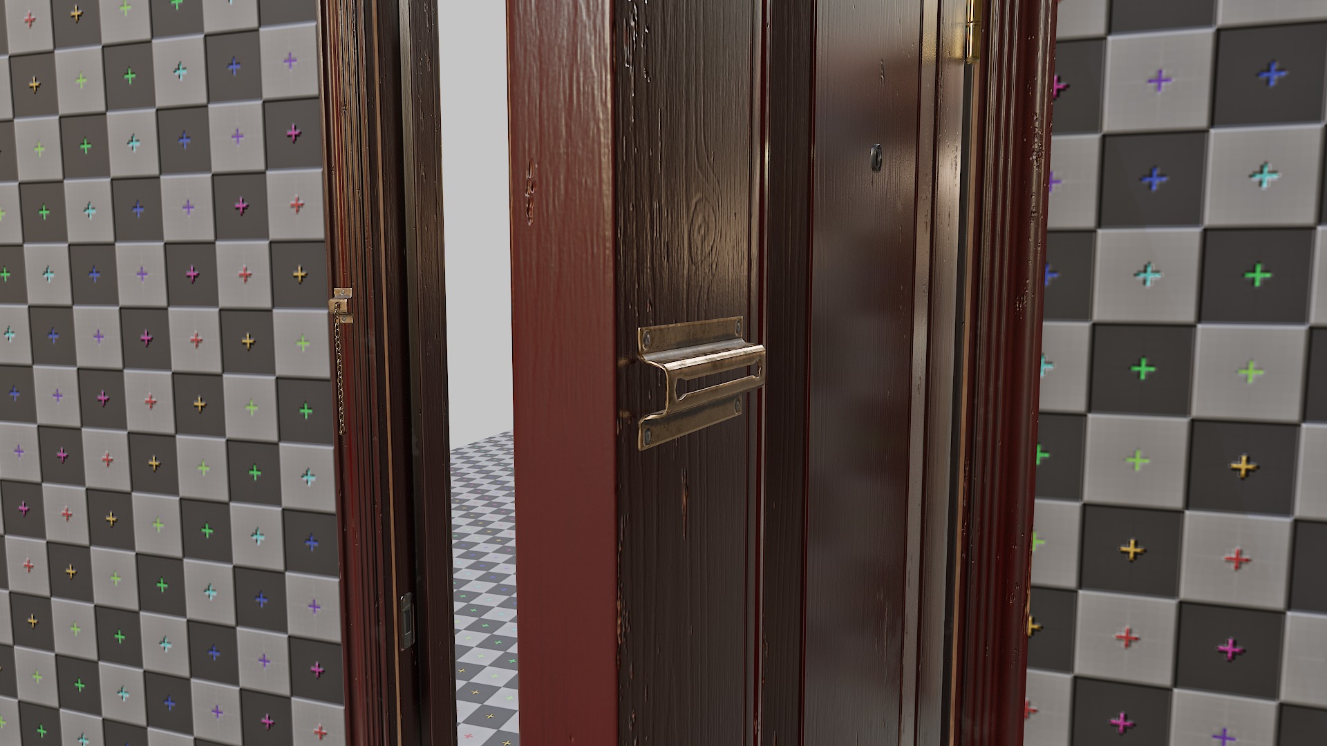 Door red 02 Low-poly 3D model_8
