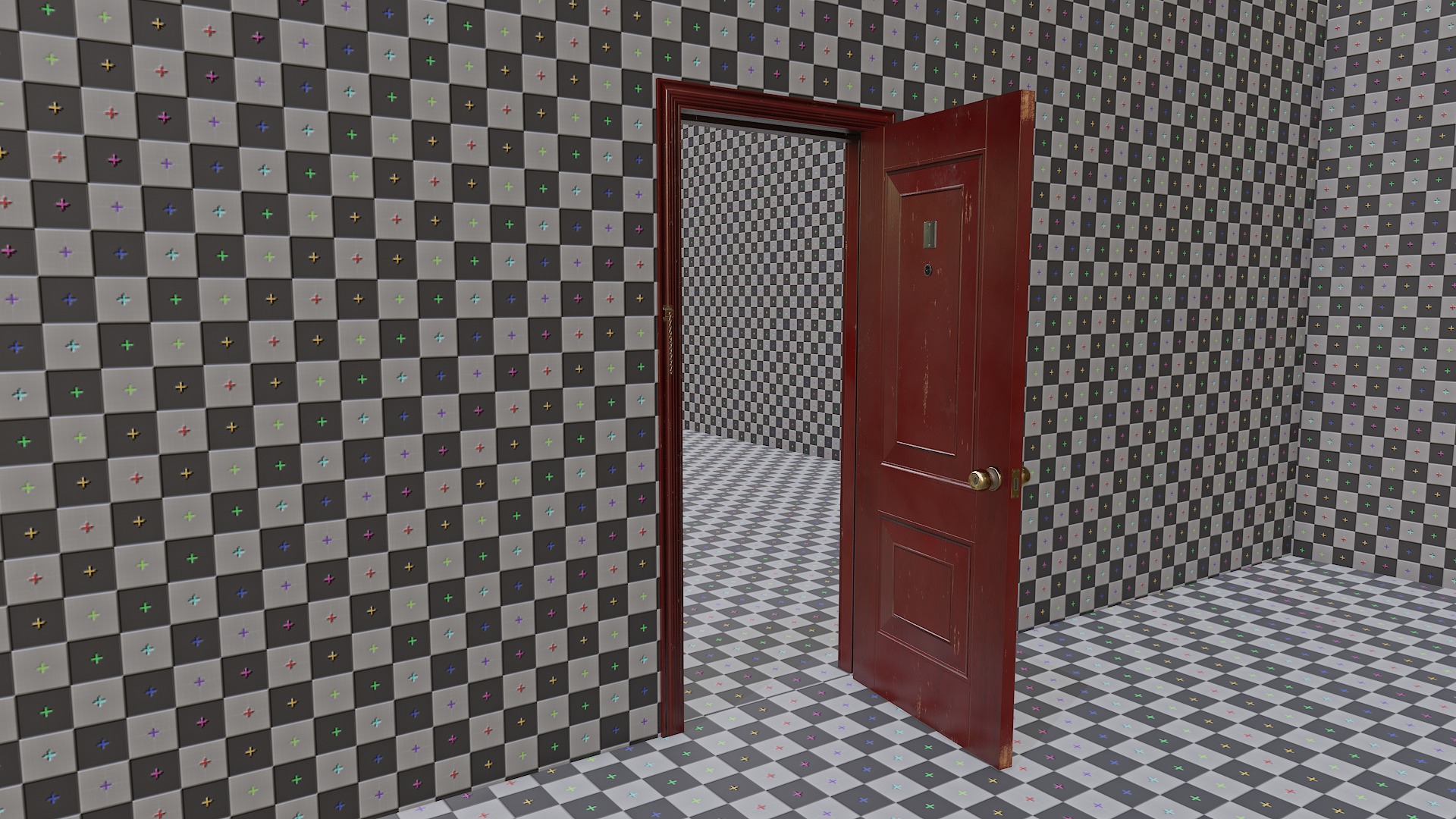 Door red 02 Low-poly 3D model_6