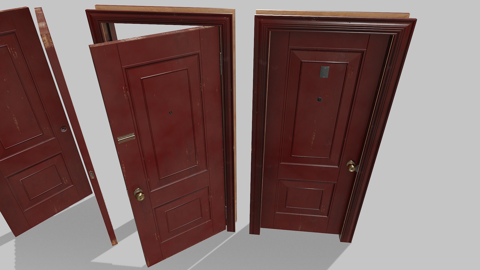 Door red 02 Low-poly 3D model_5