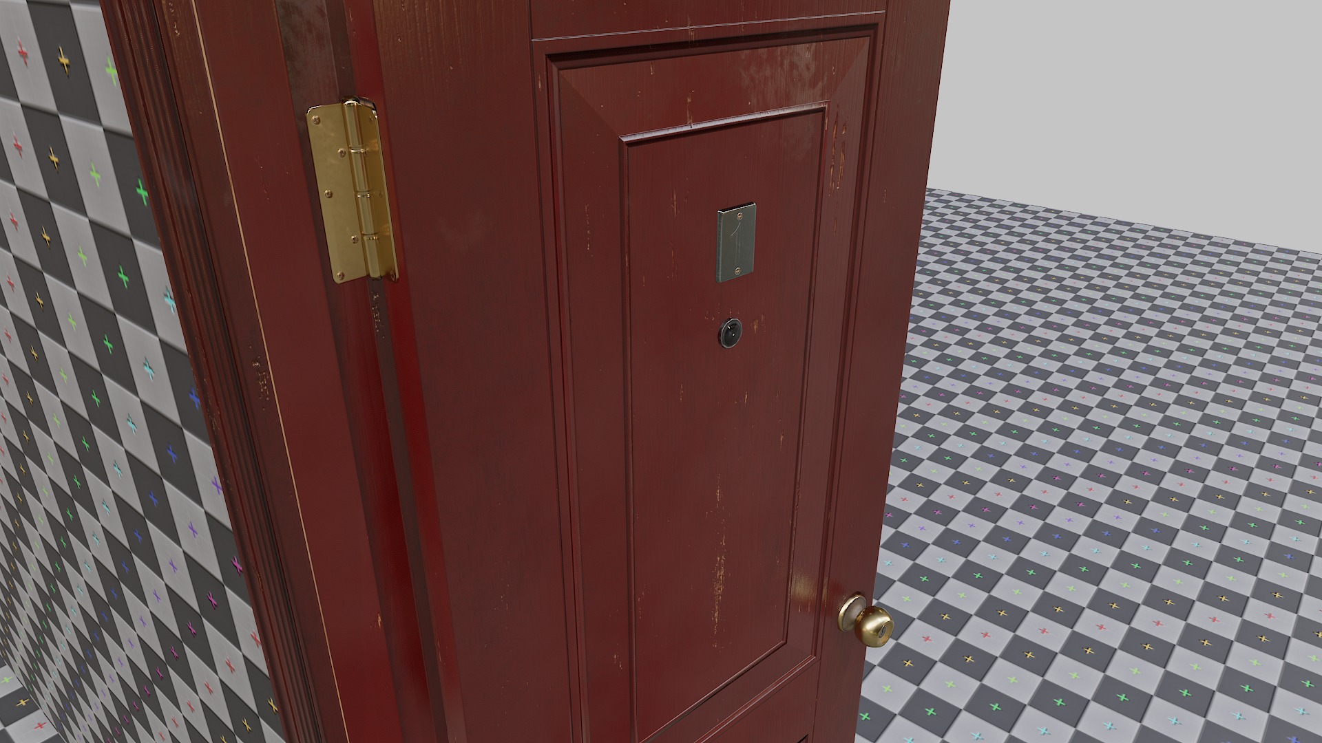 Door red 02 Low-poly 3D model_9