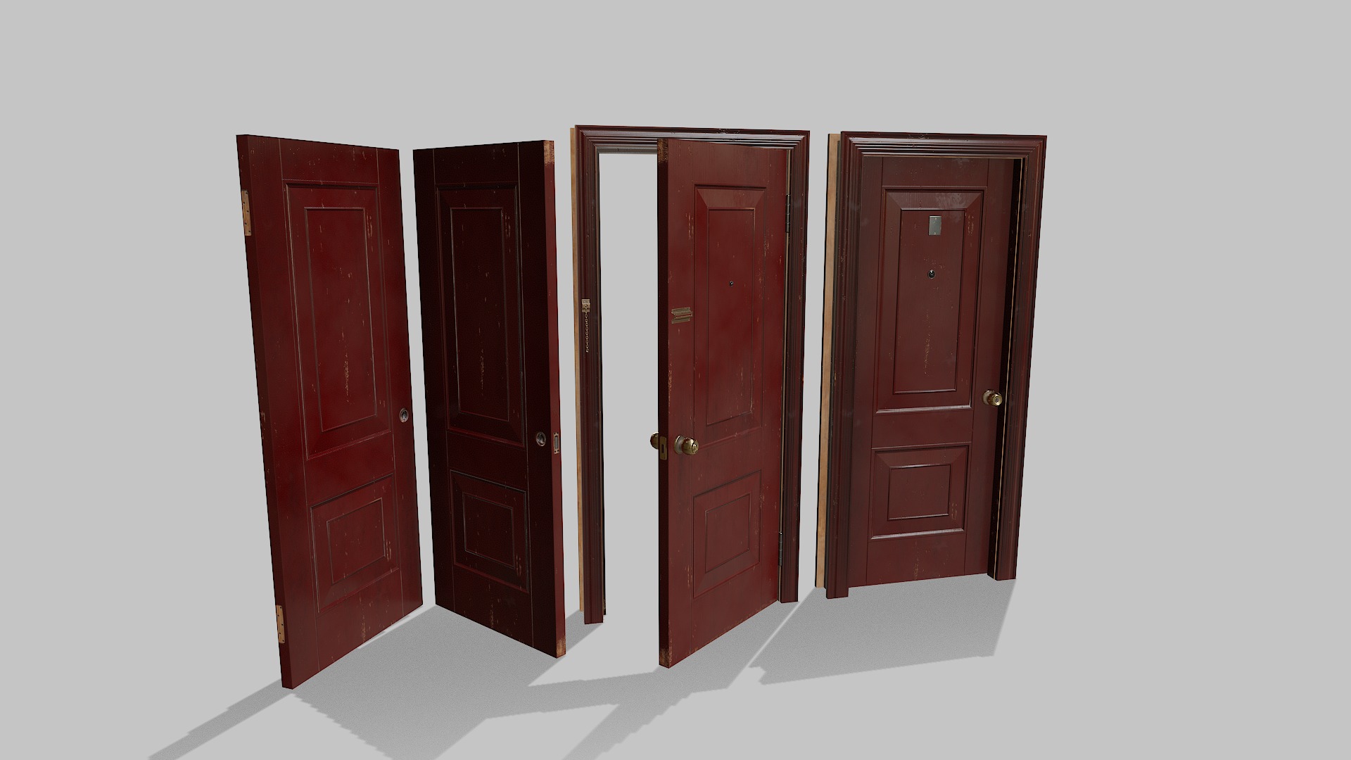 Door red 02 Low-poly 3D model_4