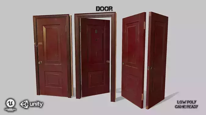 Door red 02 Low-poly 3D model