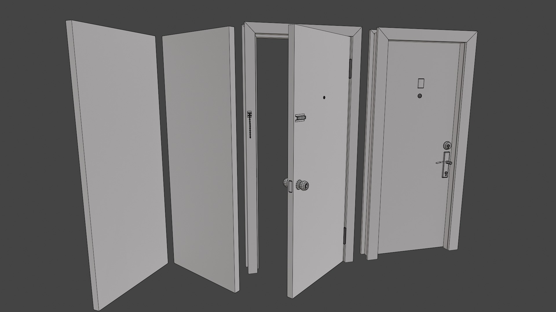 Door red 02 Low-poly 3D model_16