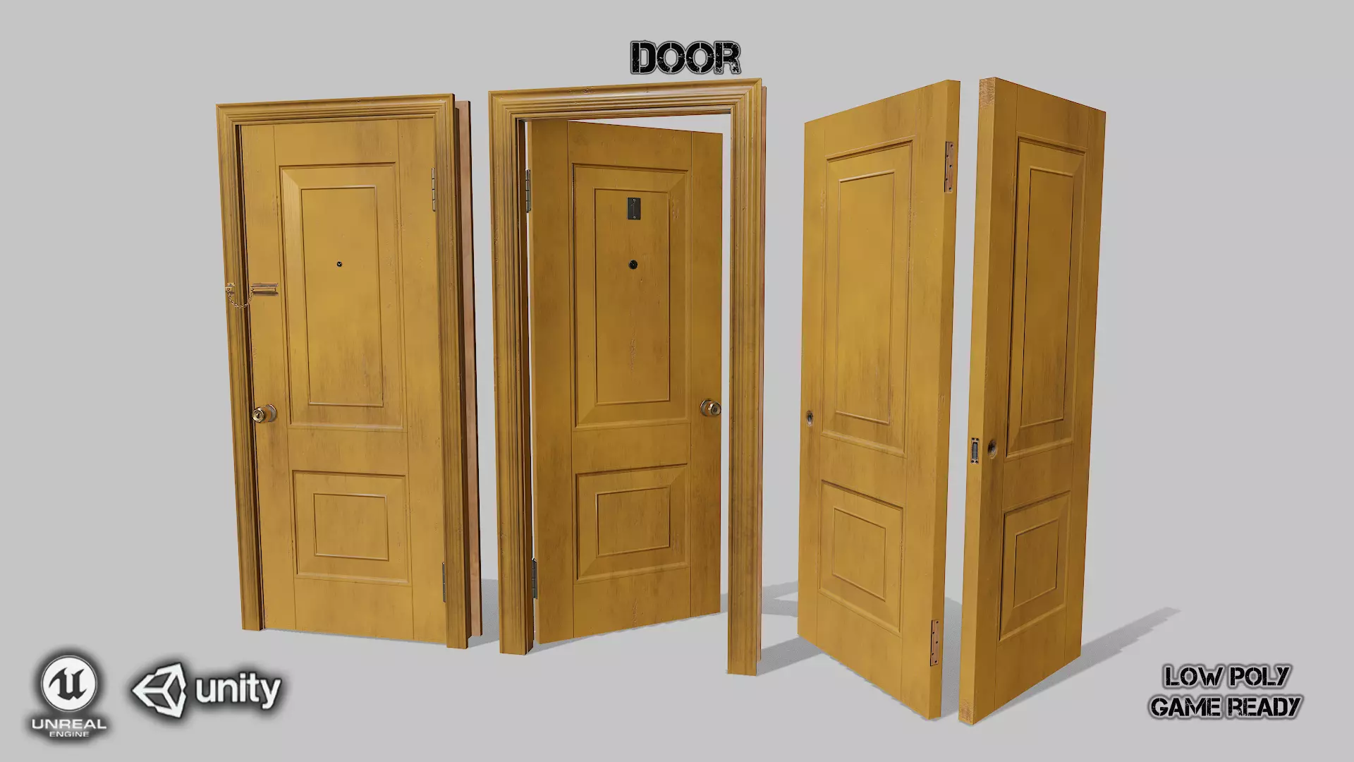 Door yellow 02 Low-poly 3D model
