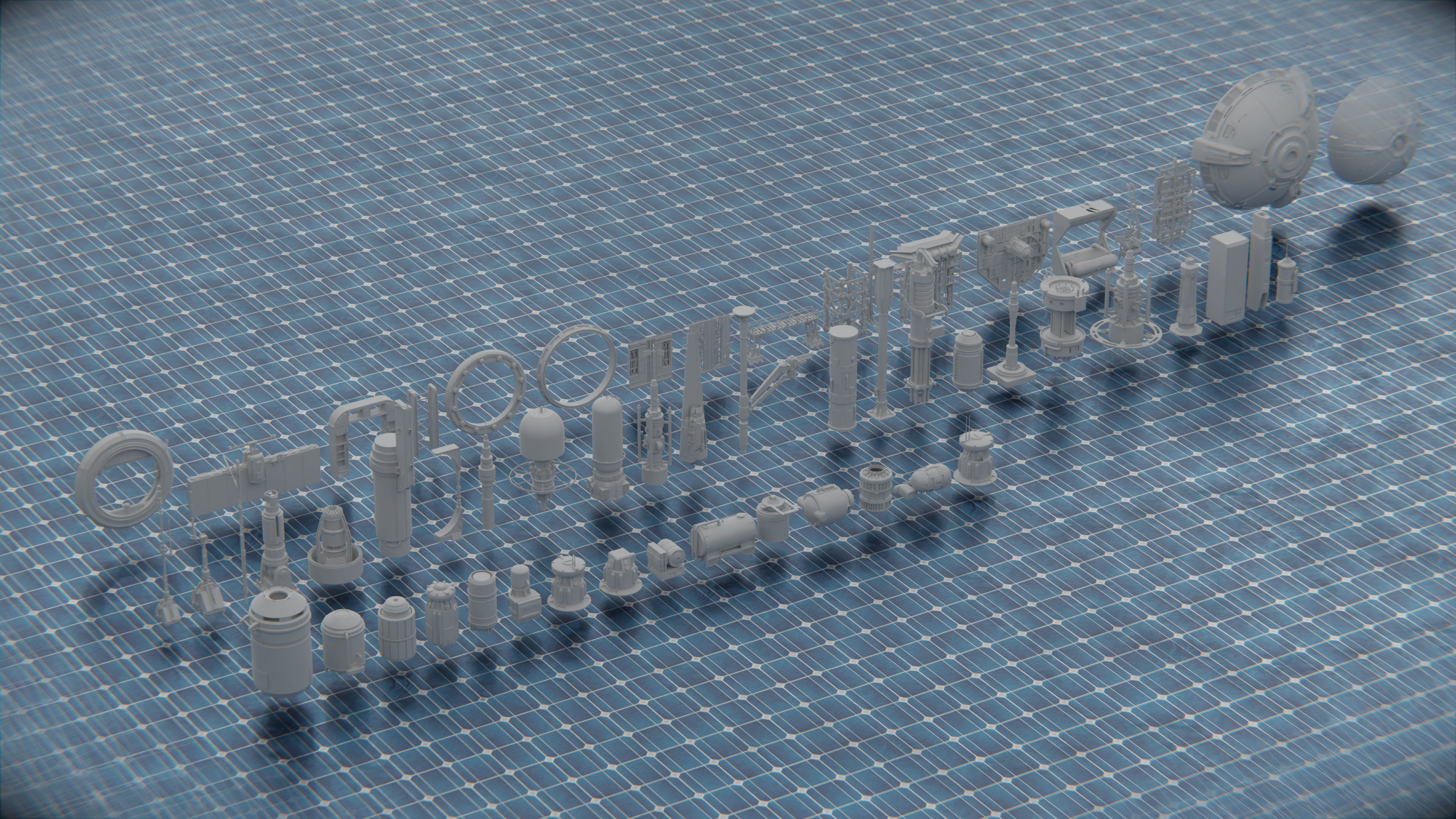 450 PART SCIFI KITBASH Low-poly 3D model_4