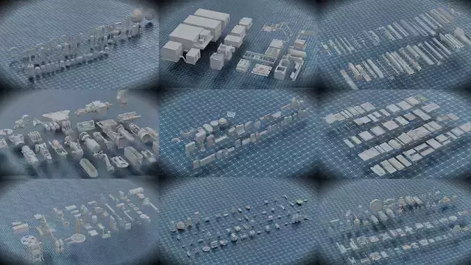 450 PART SCIFI KITBASH Low-poly 3D model