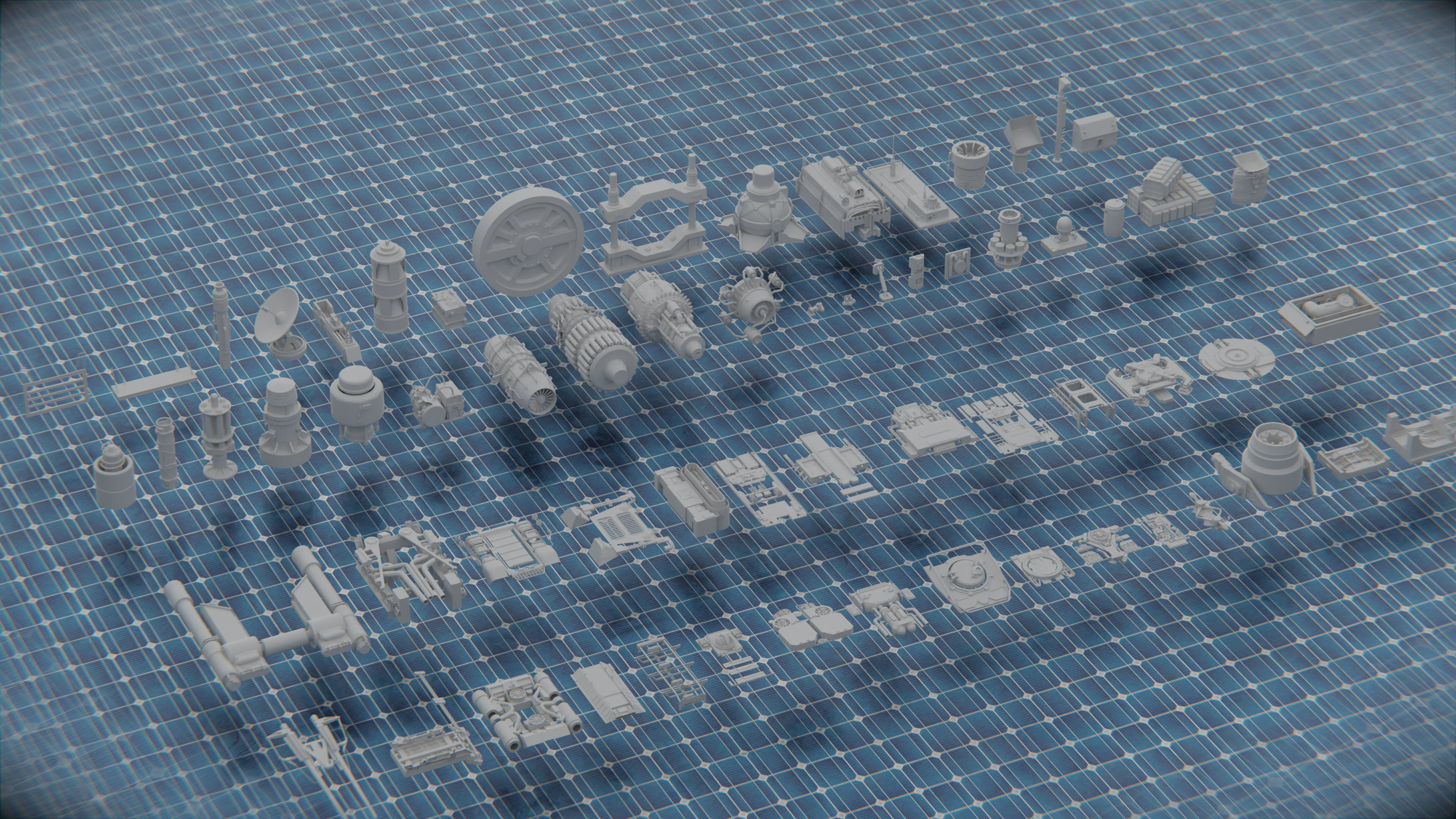 450 PART SCIFI KITBASH Low-poly 3D model_5