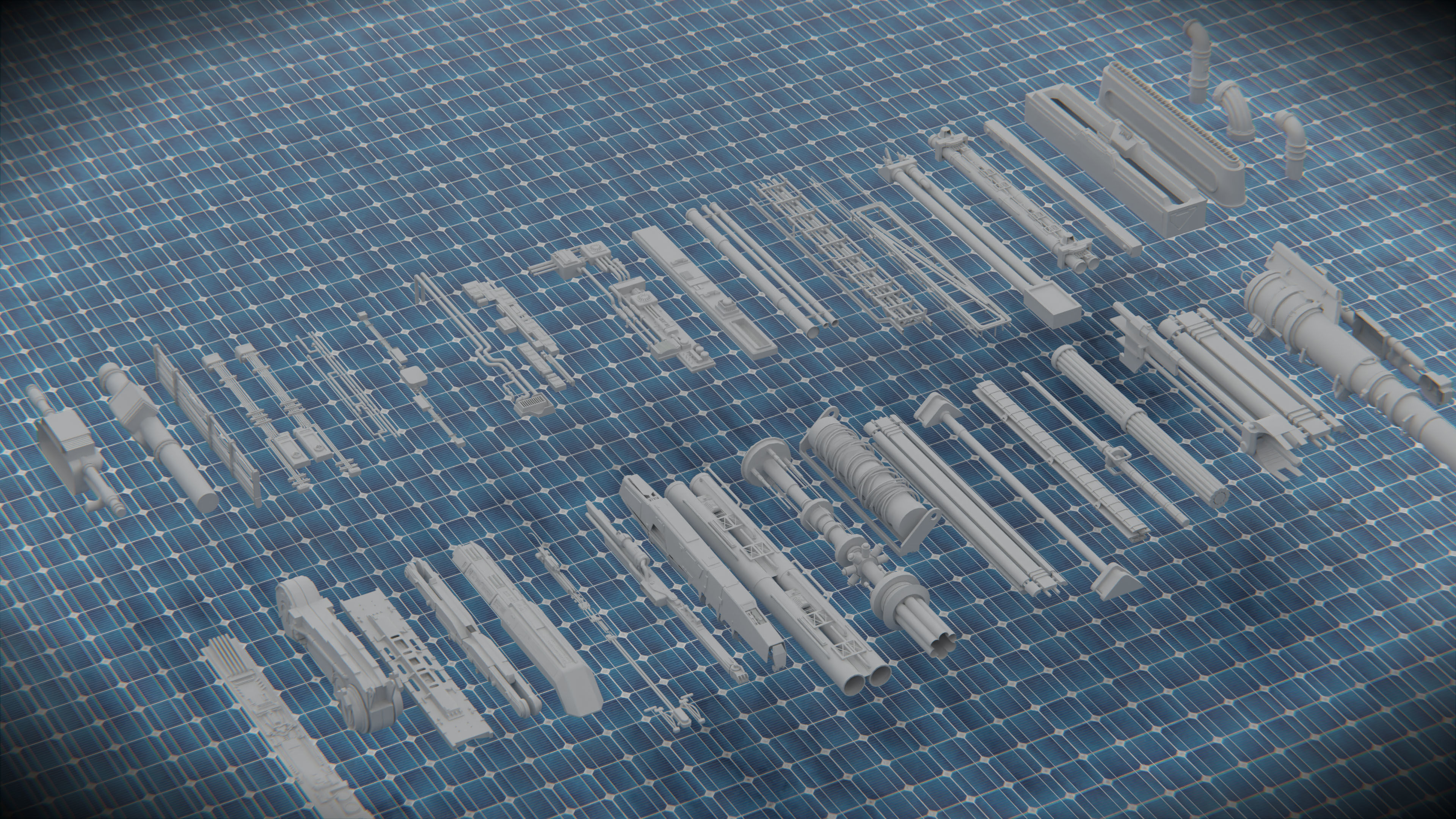 450 PART SCIFI KITBASH Low-poly 3D model_9