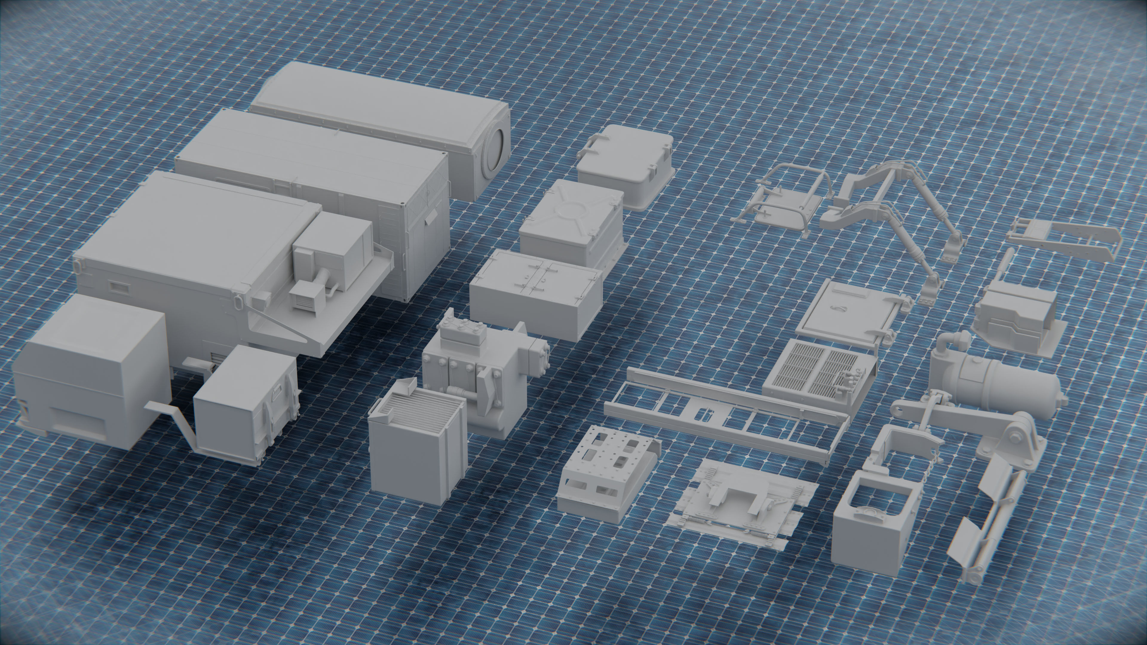 450 PART SCIFI KITBASH Low-poly 3D model_3