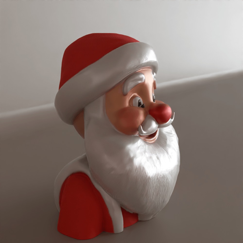 Santa Sculpture for Desk Table Keychain or Tree 3D print model_2