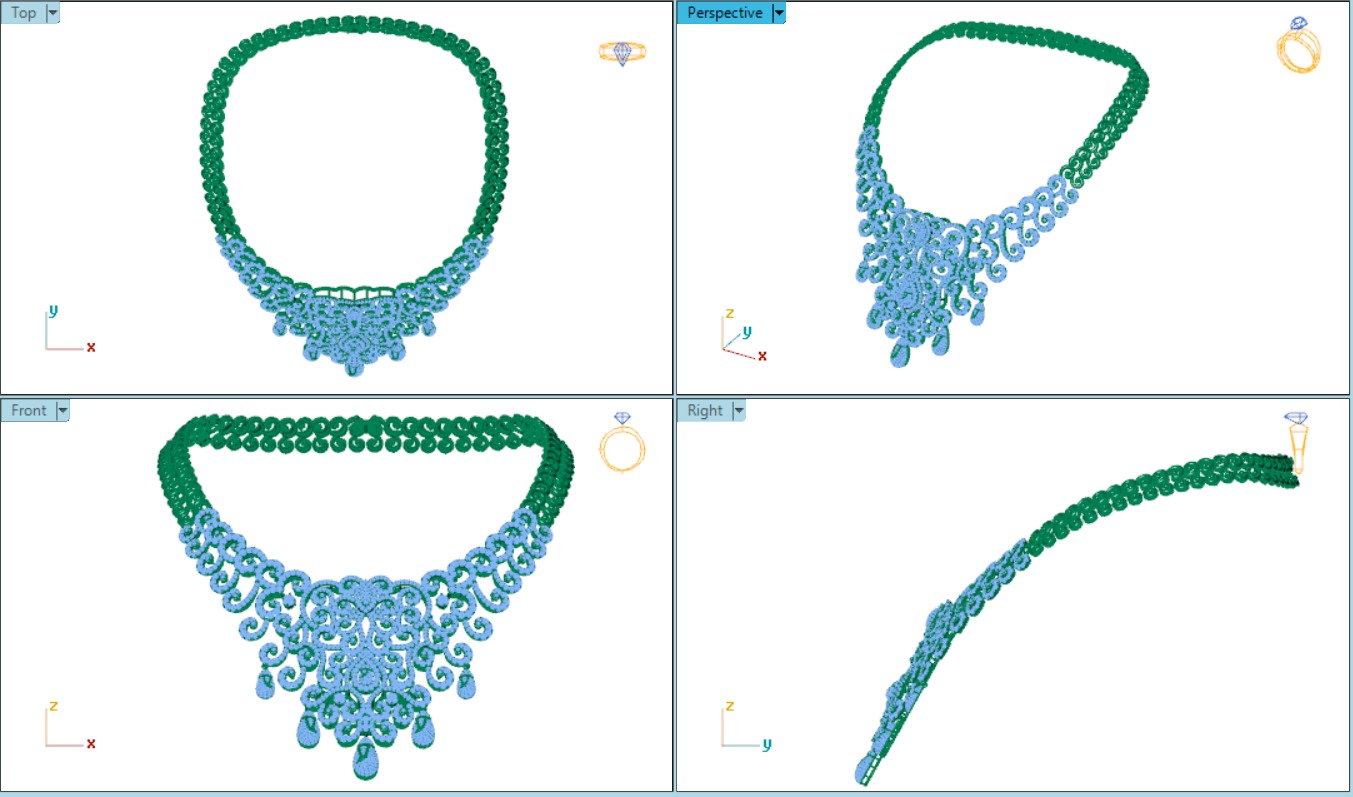 diamond design necklace 3D print model_4