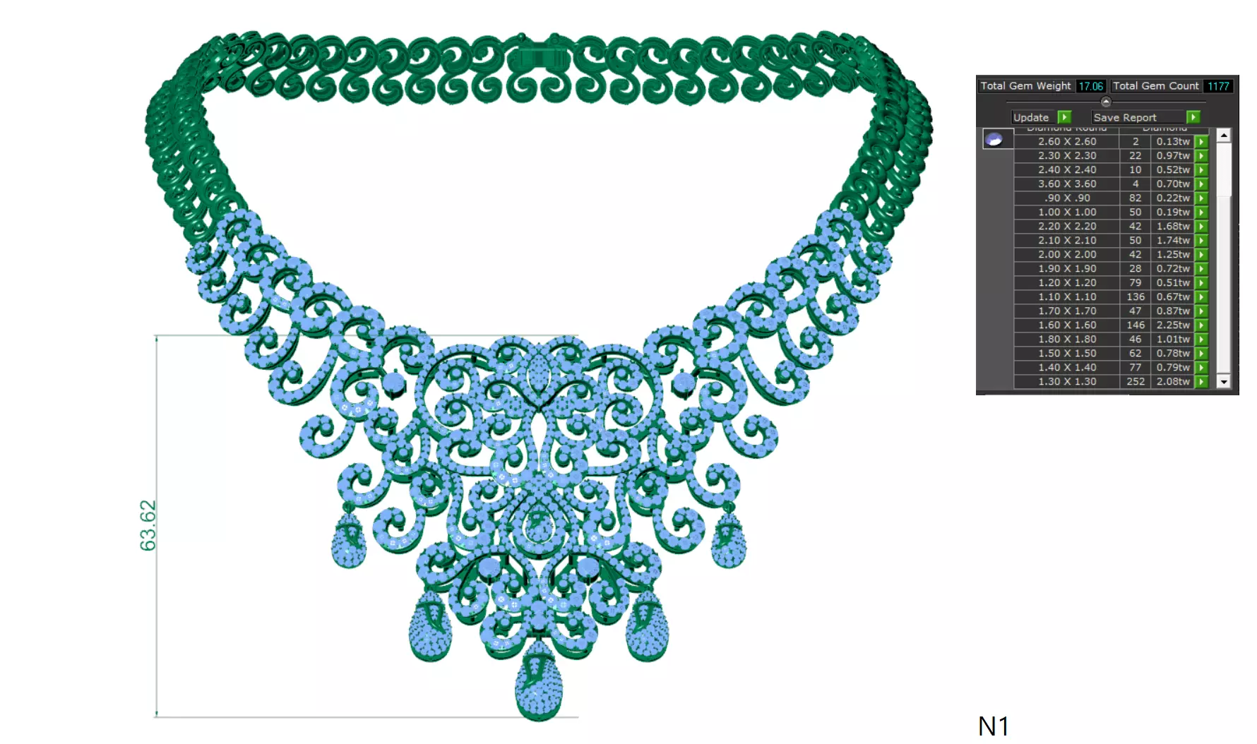 diamond design necklace 3D print model_0