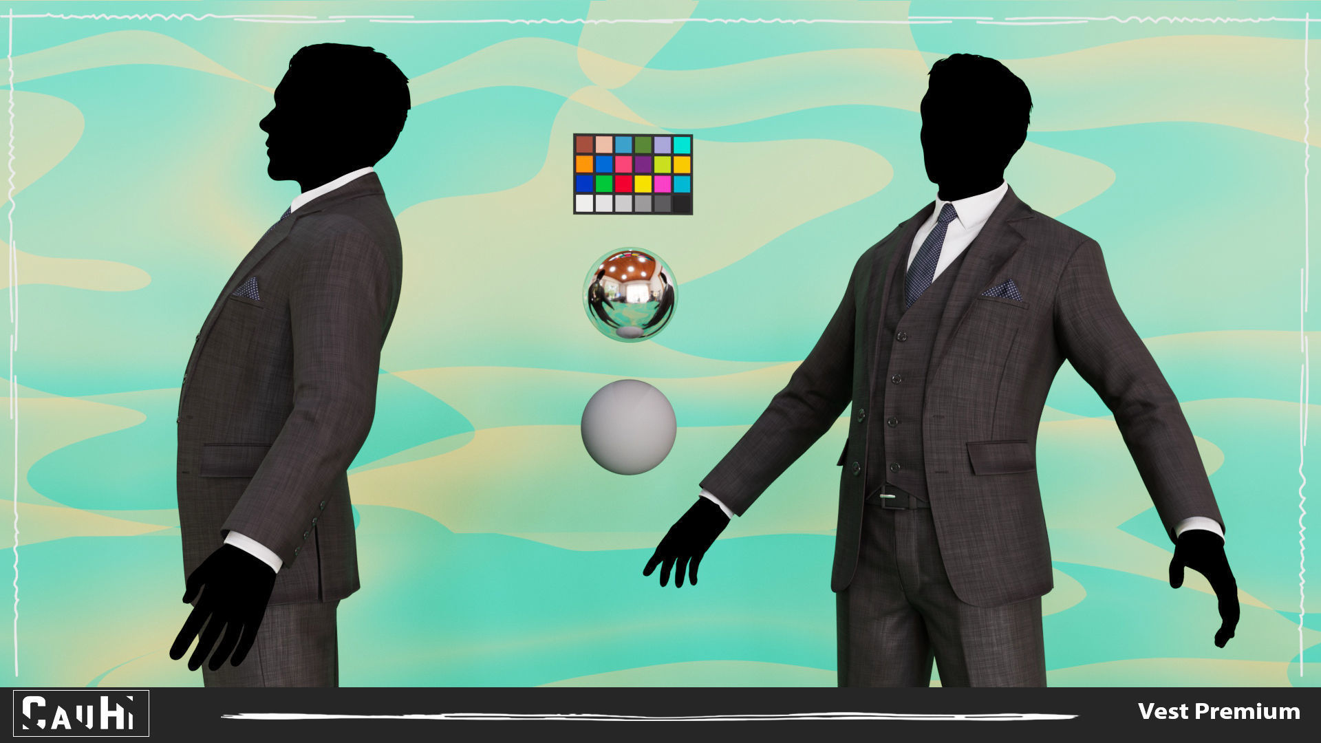 Men Pans with Shirt Blazer and Shoes Vest Premium Low-poly 3D model_1