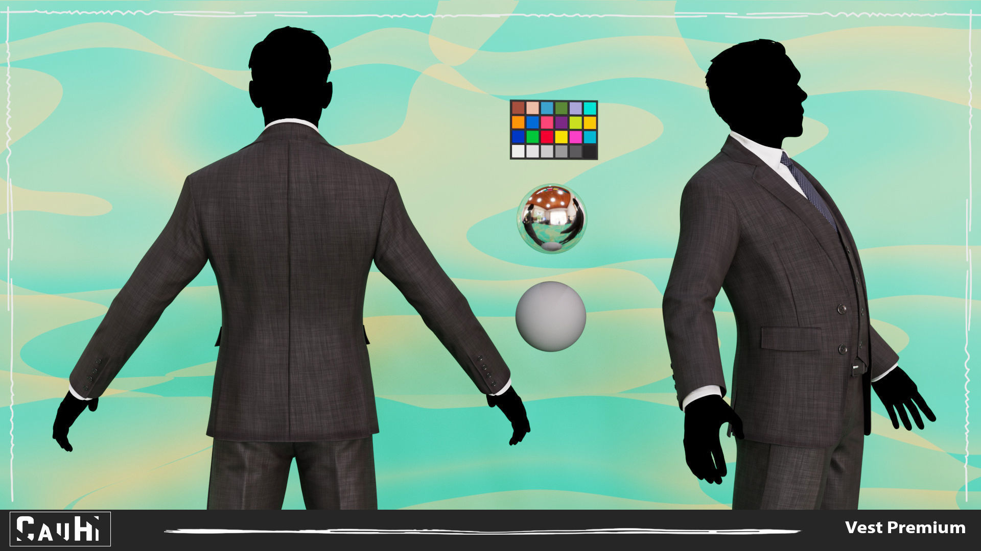 Men Pans with Shirt Blazer and Shoes Vest Premium Low-poly 3D model_2