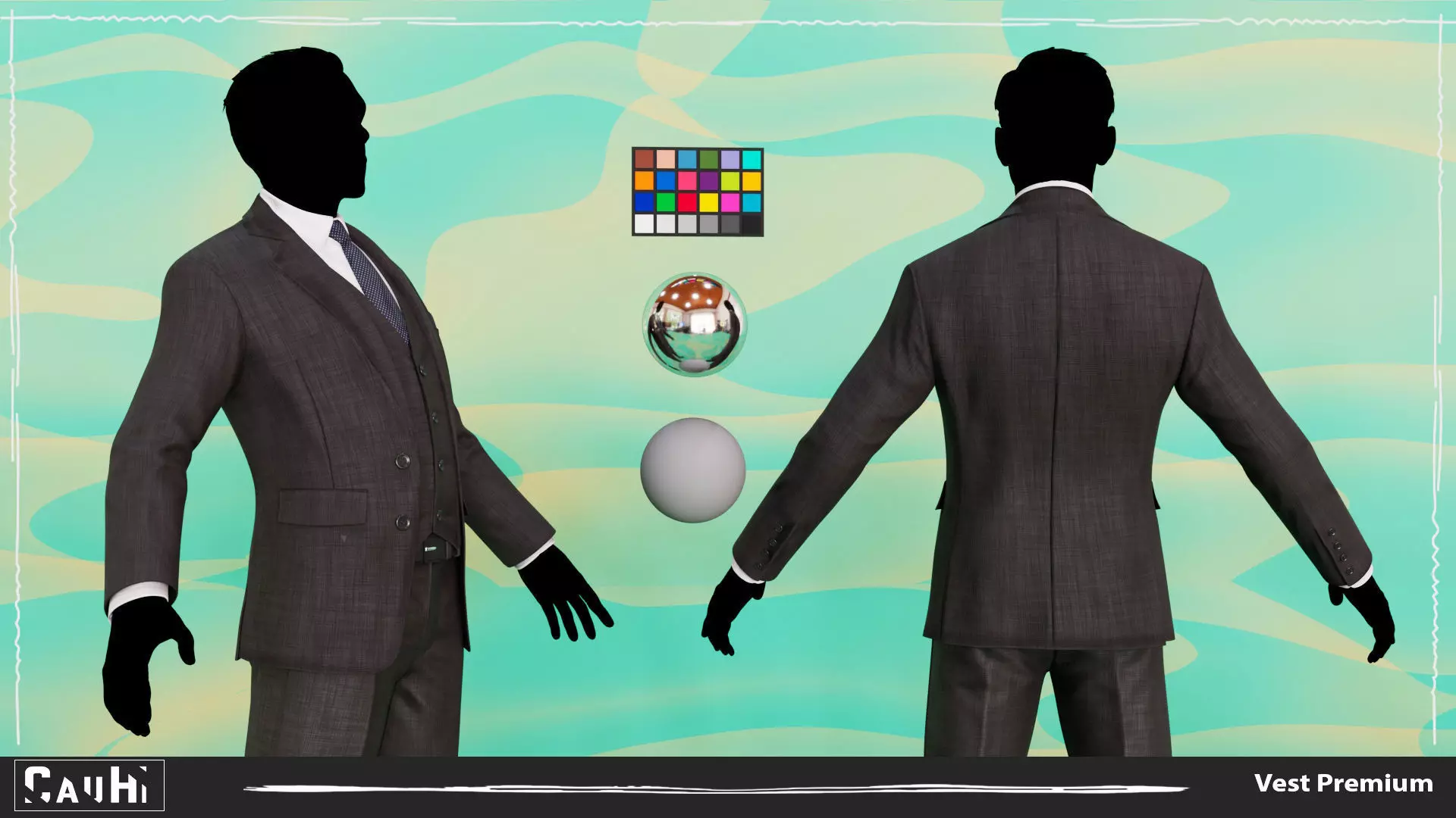 Men Pans with Shirt Blazer and Shoes Vest Premium Low-poly 3D model_0