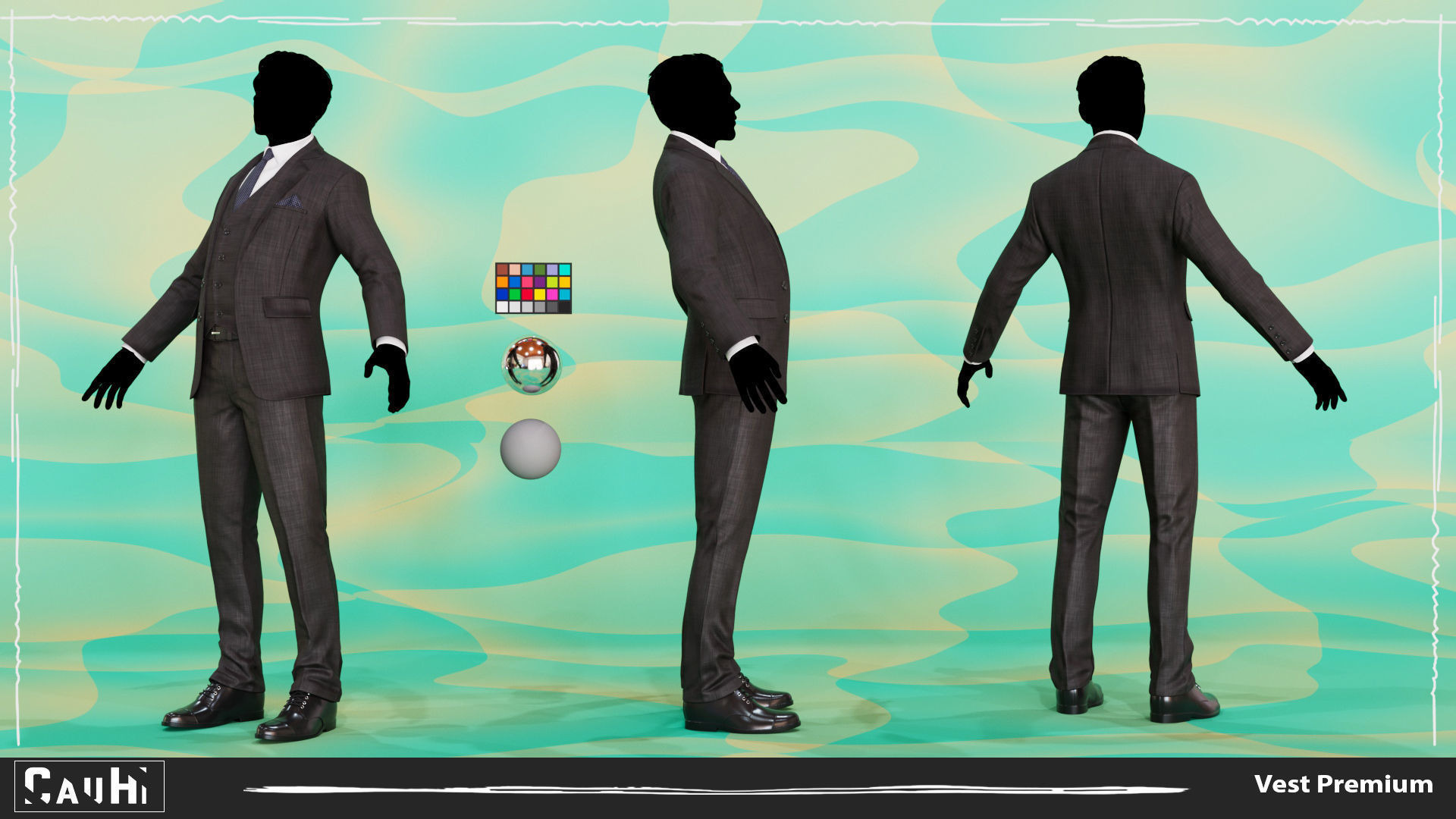 Men Pans with Shirt Blazer and Shoes Vest Premium Low-poly 3D model_4