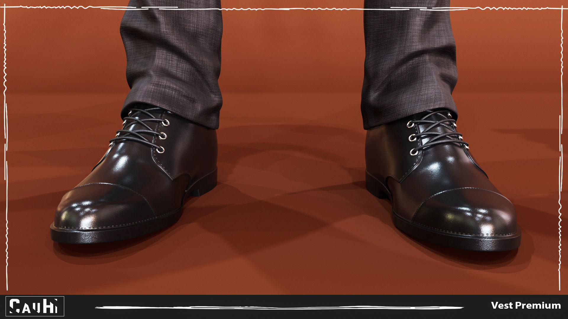 Men Pans with Shirt Blazer and Shoes Vest Premium Low-poly 3D model_9