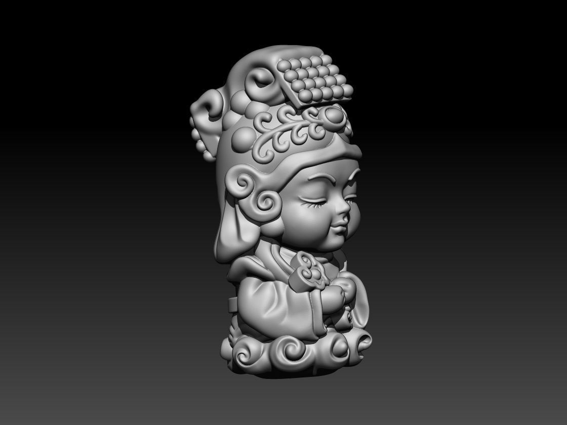 Chibi Chinese Buddha 3D STL 3D print model_2