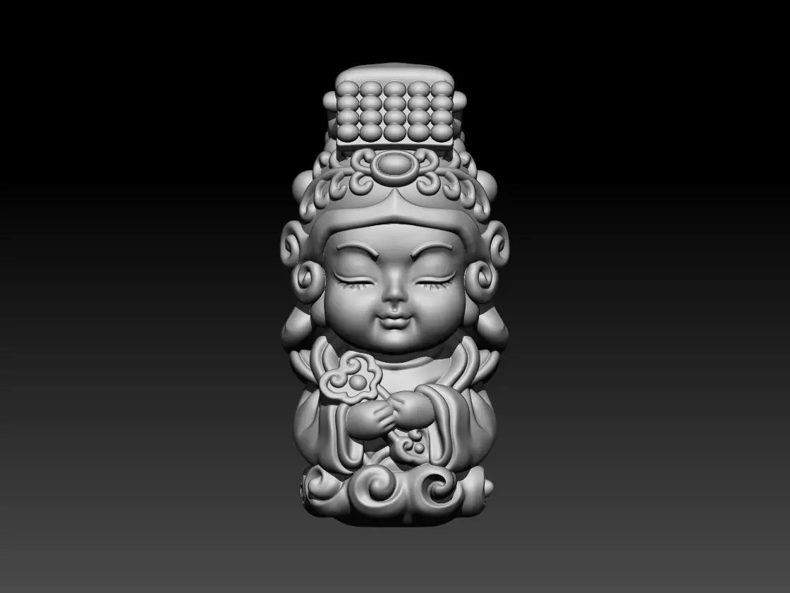 Chibi Chinese Buddha 3D STL 3D print model_0
