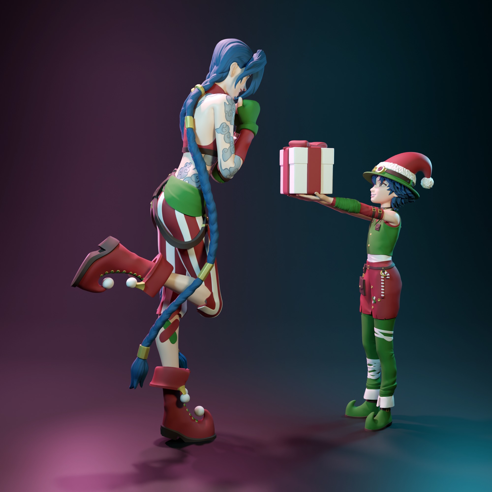 Christmas Jinx and Isha from Arcane 3D print model_6