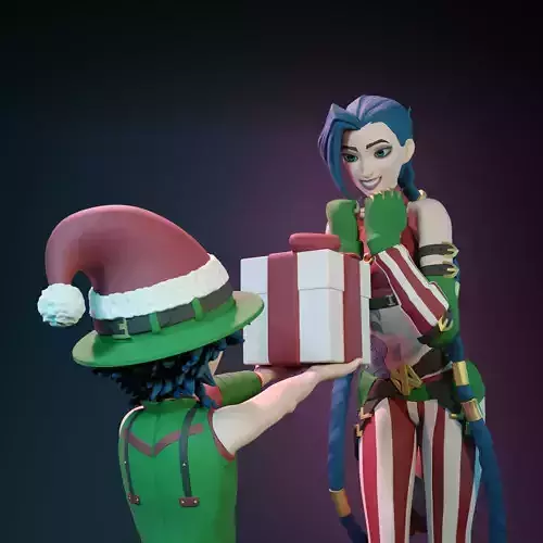 Christmas Jinx and Isha from Arcane 3D print model