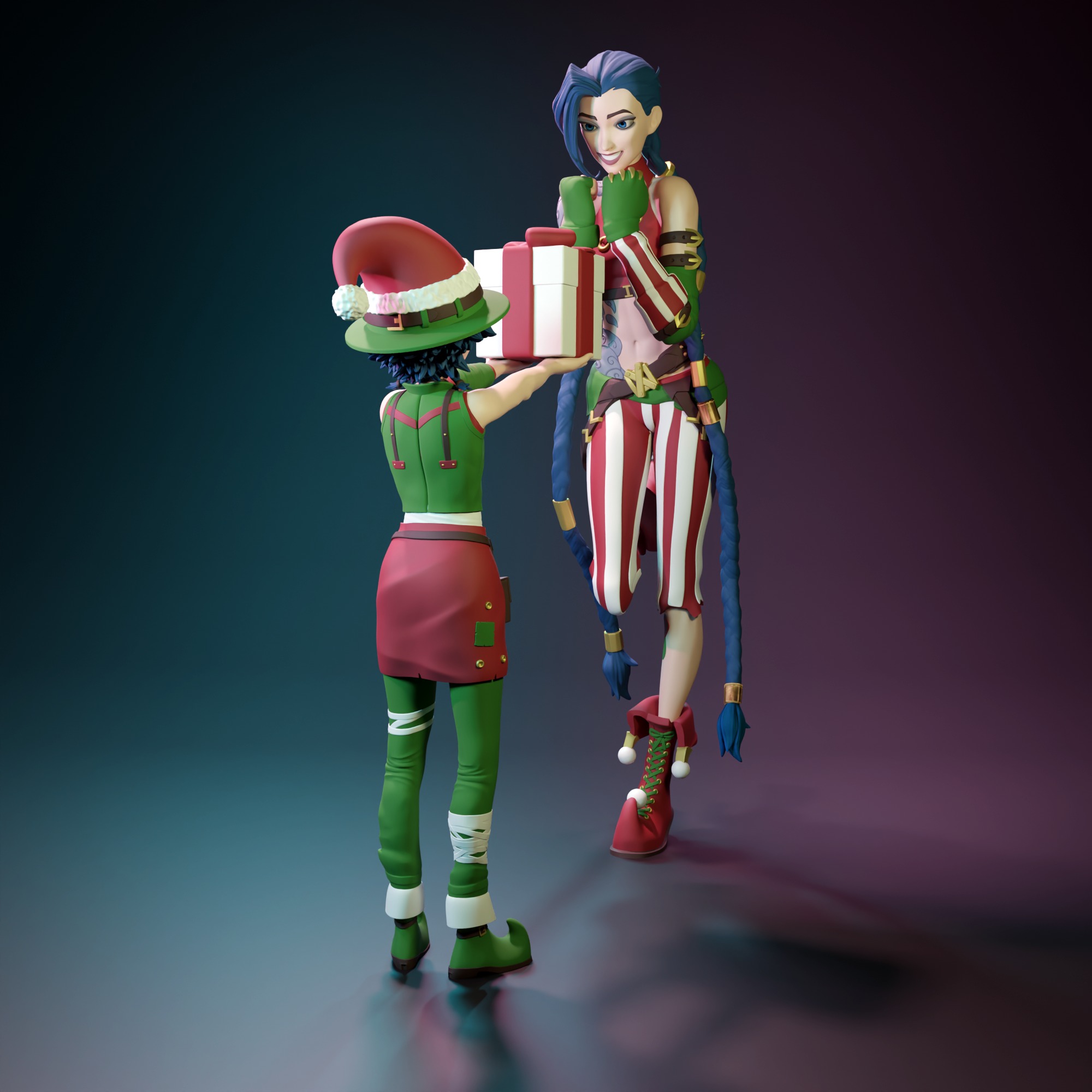 Christmas Jinx and Isha from Arcane 3D print model_1