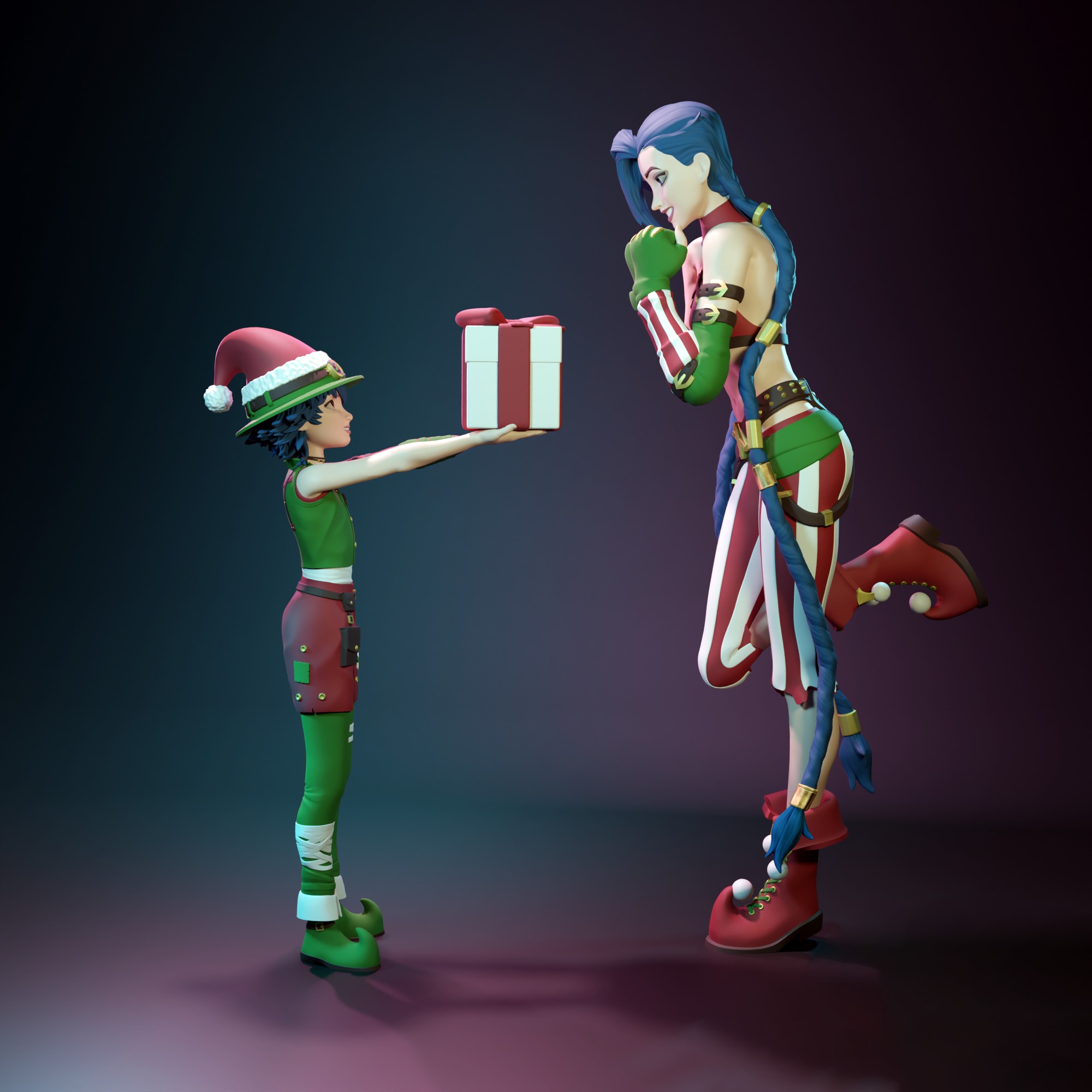 Christmas Jinx and Isha from Arcane 3D print model_2