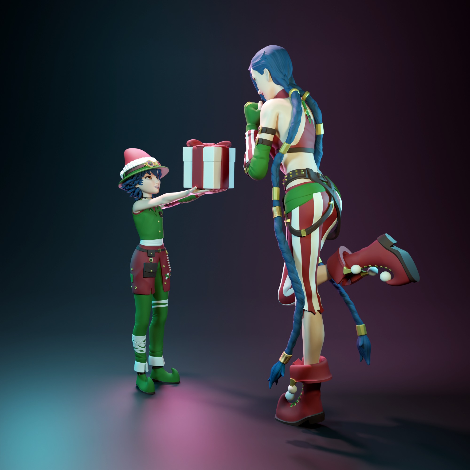 Christmas Jinx and Isha from Arcane 3D print model_3