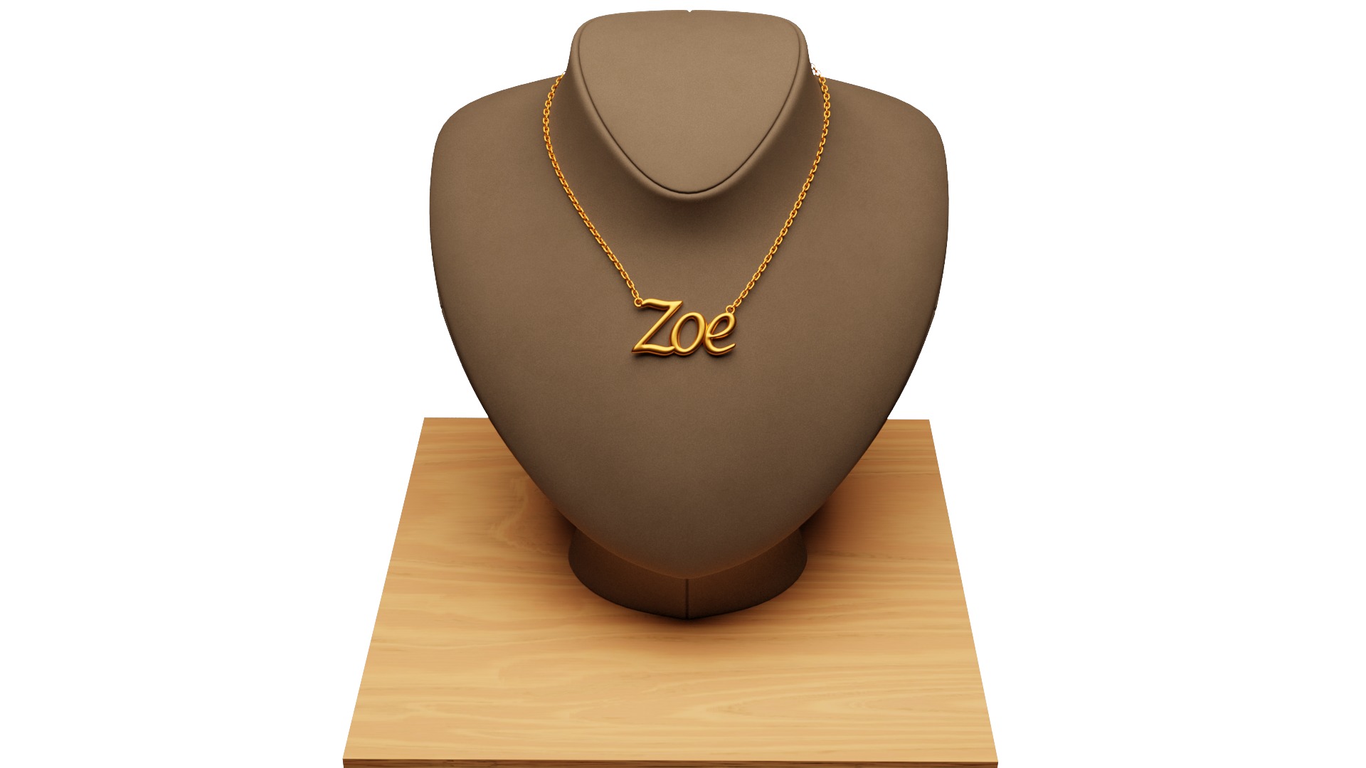 Zoe Name Golden Pendant 3D print model_1